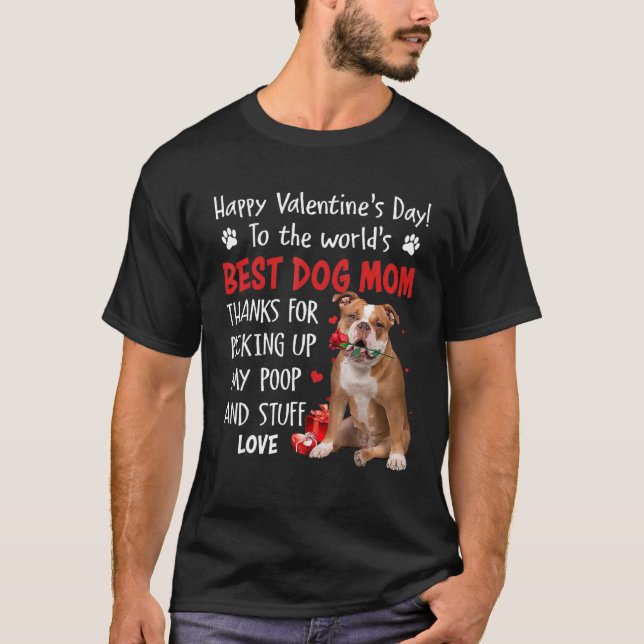 Camiseta Old English Bulldog Best Dog Mom Valentines Day Fu (Anverso)