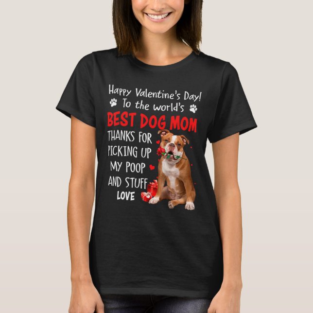 Camiseta Old English Bulldog Dog Mom Valentines Day Fu  (Anverso)