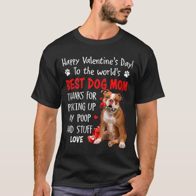 Camiseta Old English Bulldog Dog Mom Valentines Day Fu  (Anverso)