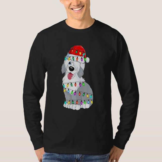 Camiseta Old English Sheepdog Dog Light Decor Christmas Dog (Anverso)