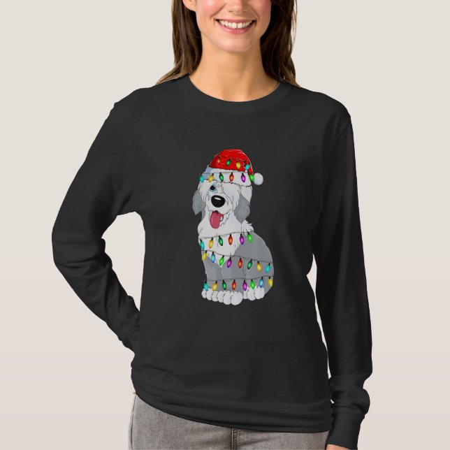 Camiseta Old English Sheepdog Dog Light Decor Christmas Dog (Anverso)