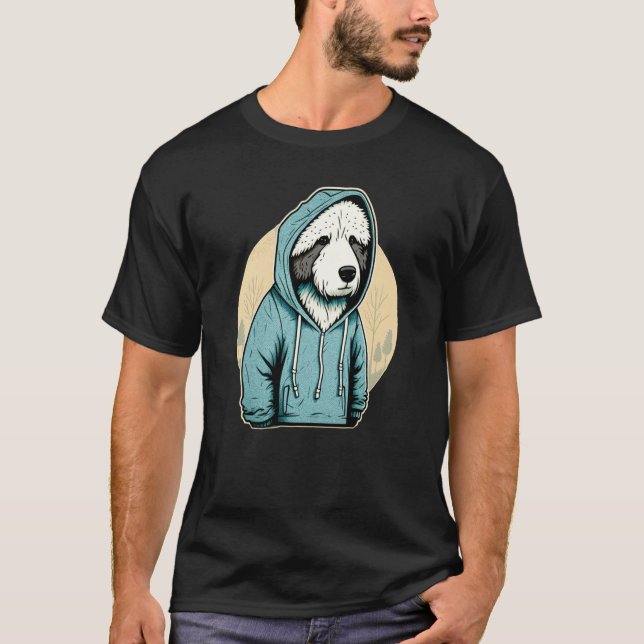 Camiseta Old English Sheepdog in Hoodie  Woods Chill (Anverso)