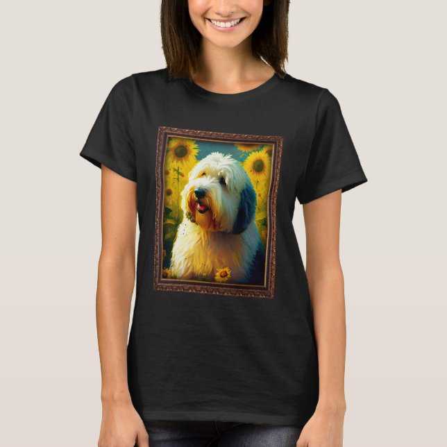 Camiseta Old English Sheepdog Painting Sunflower Flower Mom (Anverso)