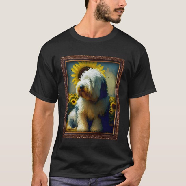 Camiseta Old English Sheepdog Painting Sunflower Flower Mom (Anverso)