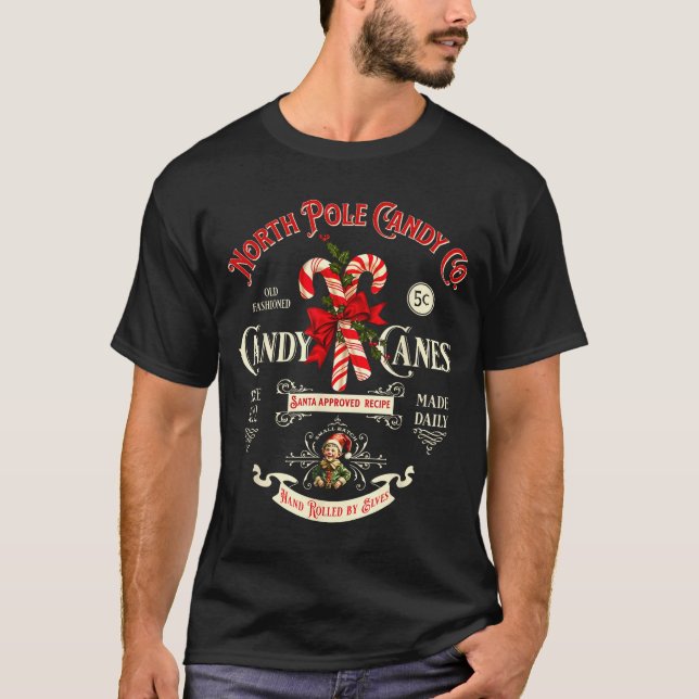 Camiseta Old Fashioned North Le Candy Cane Company Elf Chri (Anverso)