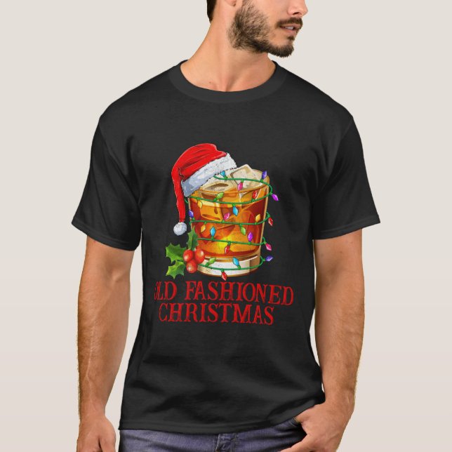 Camiseta Old Fashioned Whiskey Christmas Funny Bourbon Tail (Anverso)