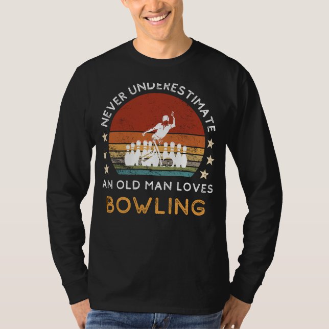 Camiseta Old Man Bowling Love Tee: Strike with Style! (55 c (Anverso)