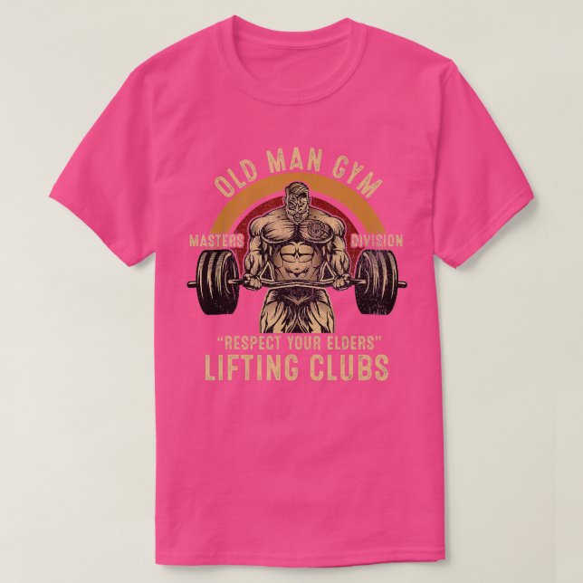 Camiseta Old Man Gym Respect Your Elders Lifting Clubs Weig (Diseño del anverso)