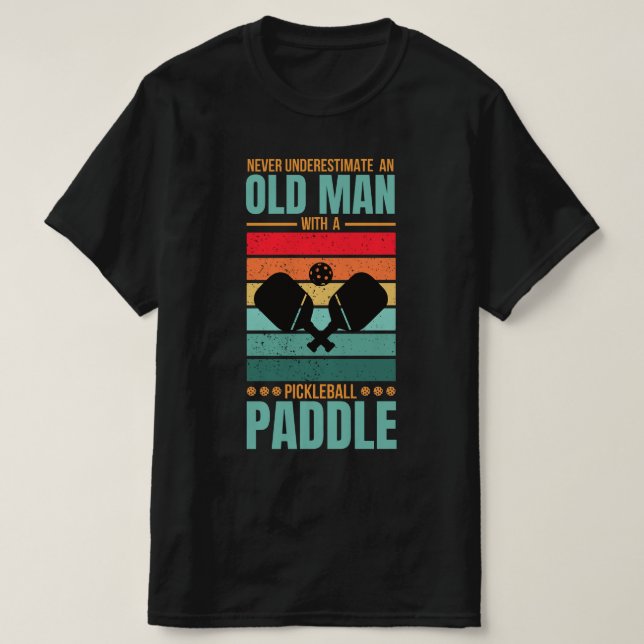 Camiseta Old Man Pickleball Paddle Retro Design (Diseño del anverso)