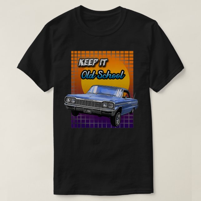 Camiseta Old School Chevy Impala Lowrider Keep it Old Schoo (Diseño del anverso)