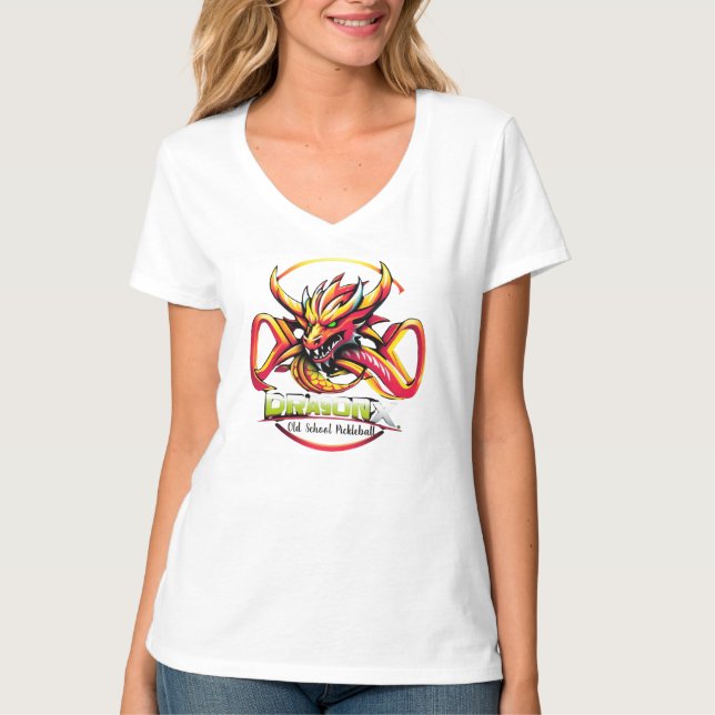 Camiseta Old School Pickleball red Dragon X women T-Shirt (Anverso)