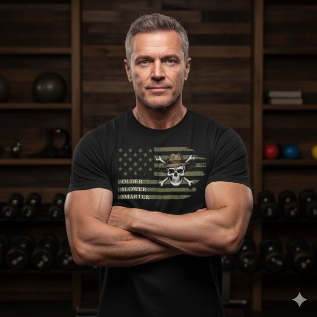 Camiseta Older Slower Smarter American Flag Skull Tee (Subido por el creador)