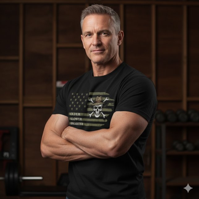 Camiseta Older Slower Smarter Skull US Flag T-Shirt (Subido por el creador)