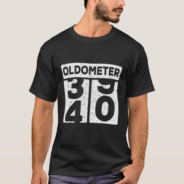 Camiseta Oldometer 39 40 Odómetro de Coche Funny 40 cumplea (Anverso)