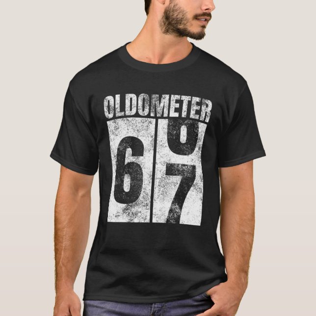 Camiseta Oldometer, 66-67 años, mujer de sexo masculino Grá (Anverso)