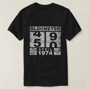 Camiseta oldómetro 50 , abril 1974 Divertido Cumpleaños Old