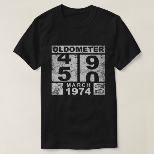 Camiseta Oldómetro 50, marzo 1974, 50 cumpleaños