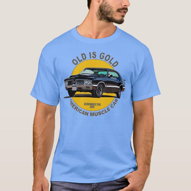 Camiseta Oldsmobile 442 American Muscle 60s 70s Old is Gold (Anverso)