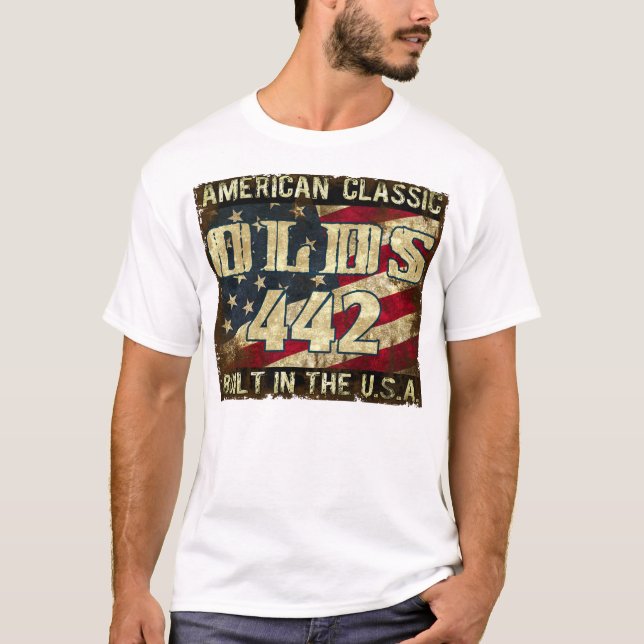 Camiseta Oldsmobile 442 - Coche clásico construido en los (Anverso)