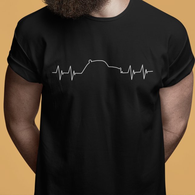 Camiseta Oldtimer 2cv Pulse Frequenz (2CV T-Shirt in Black with a White Pulse Illustration)