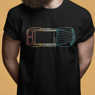 Camiseta Oldtimer 2cv Regenbogen Linienzeichnung