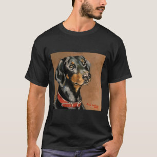 Camiseta Óleo Doberman Pinscher sobre lienzo x"