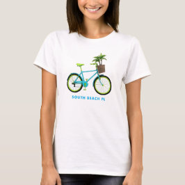 Camiseta Oleografía en bicicleta de South Beach palmera de 