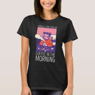 Camiseta Olía El Café Fresco En La Cafeína De La Mañana.
