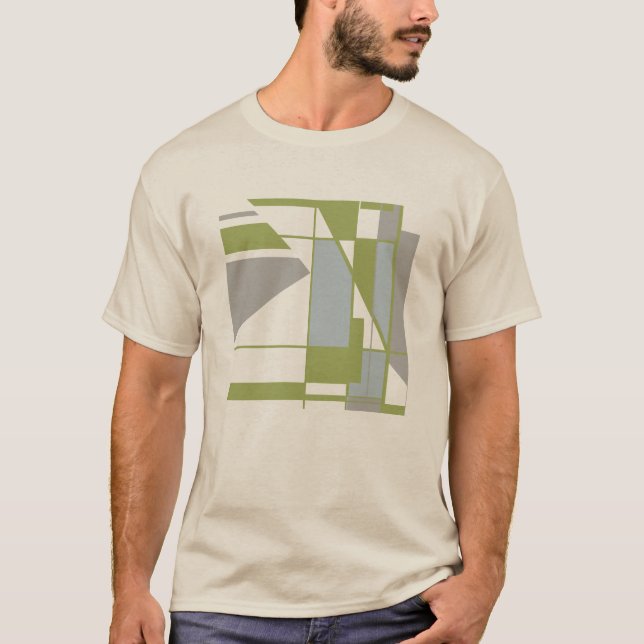 Camiseta Olive Gray Geometric inspirado en MCM Resumen Pequ (Anverso)