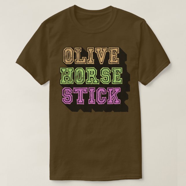 Camiseta Olive Horse Stick alt Pastel (Diseño del anverso)