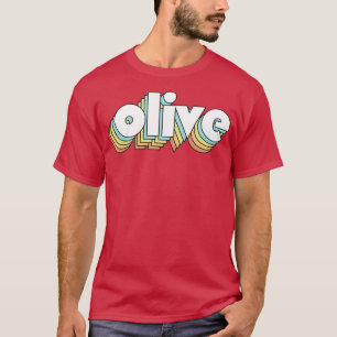 Camiseta Olive Retro Rainbow Typography Style