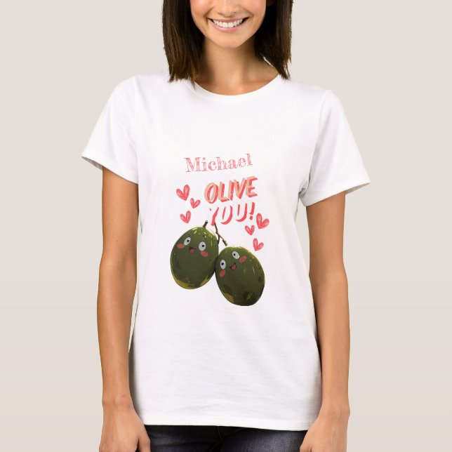 Camiseta Olive You Two Olives Hearts (Anverso)