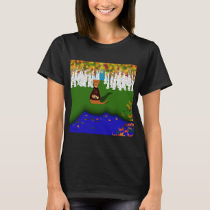 Camiseta Oliver la nutria en el lago River Wolf en otoño