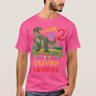 Camiseta Oliver Saurus Rawr I M 2 Dinosaur T-Rex Personaliz