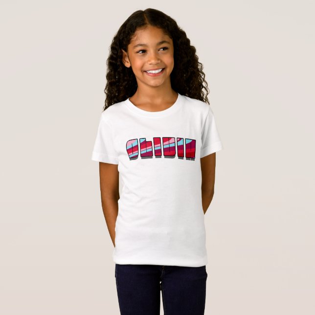 Camiseta Olivia- Diseño de onda funky (Anverso completo)