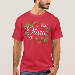 Camiseta Olivia Personalized Name Floral Wreath Flower 