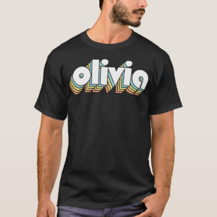 Camiseta Olivia Retro Estilo de Tipografía Arcoiris Faded