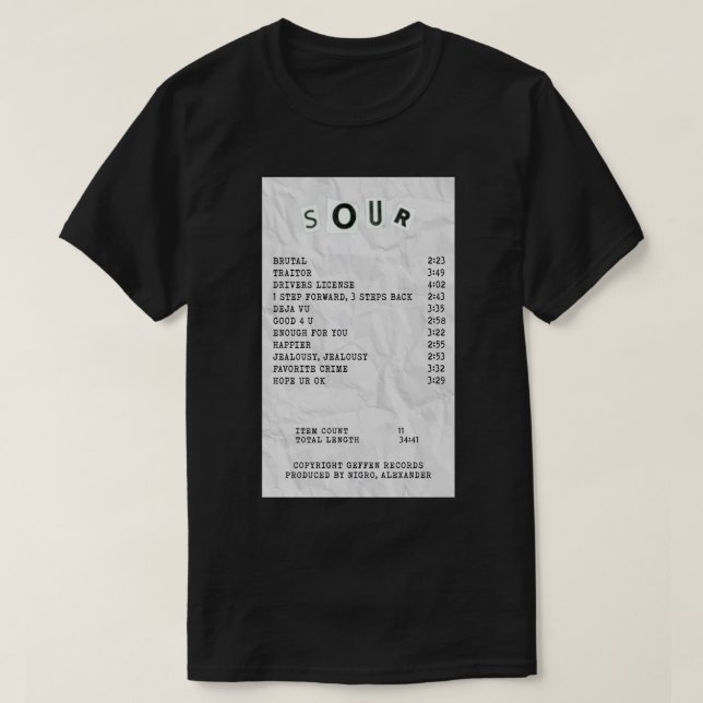 Camiseta olivia rodrigo Poster de recepción agria.png (Diseño del anverso)