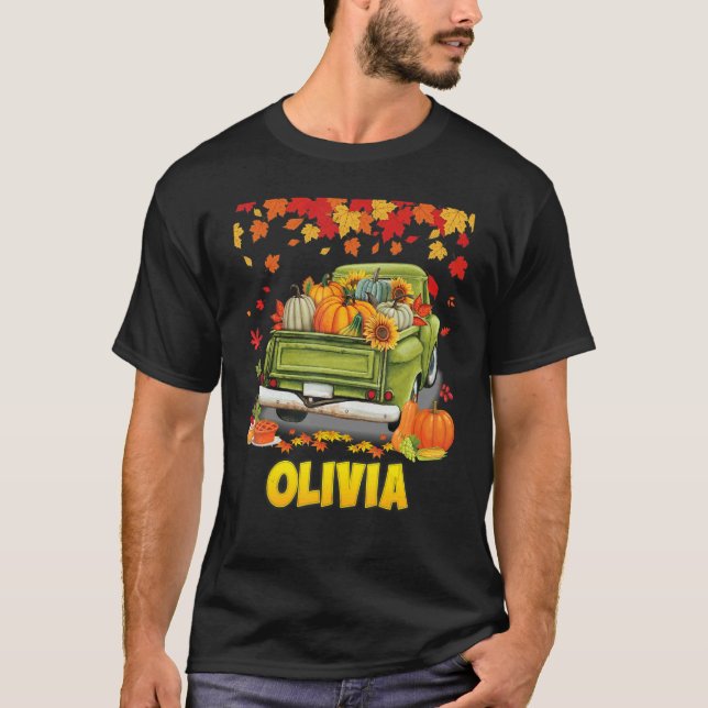 Camiseta Olivia Thanksgiving Pumpkin Truck Thankful Fall Tr (Anverso)