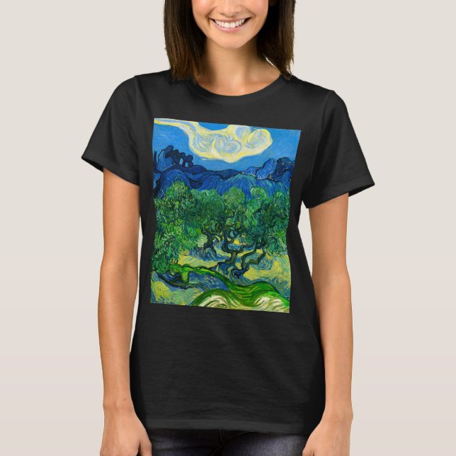Camiseta Olivos Van Gogh en un paisaje montañoso (Anverso)