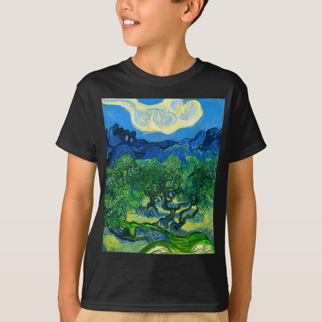 Camiseta Olivos Van Gogh en un paisaje montañoso (Anverso)