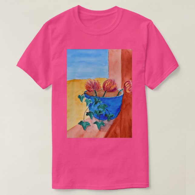 Camiseta Olla de flores en Balcony (Diseño del anverso)