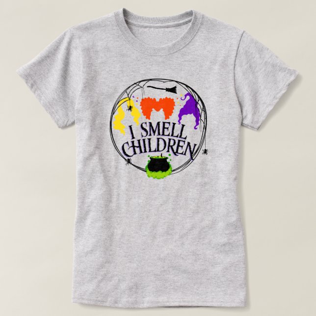 Camiseta OLOR A LOS NIÑOS con tres brujas (Diseño del anverso)