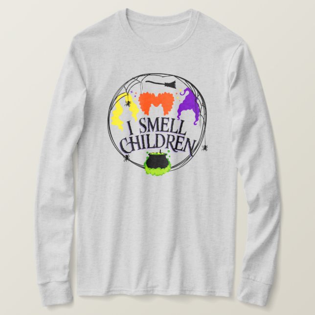 Camiseta OLOR A LOS NIÑOS con tres brujas (Anverso del diseño)