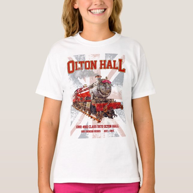 Camiseta Olton Hall Vintage Steam Train English Locomotive (Anverso)