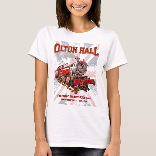 Camiseta Olton Hall Vintage Steam Train English Locomotive (Anverso)
