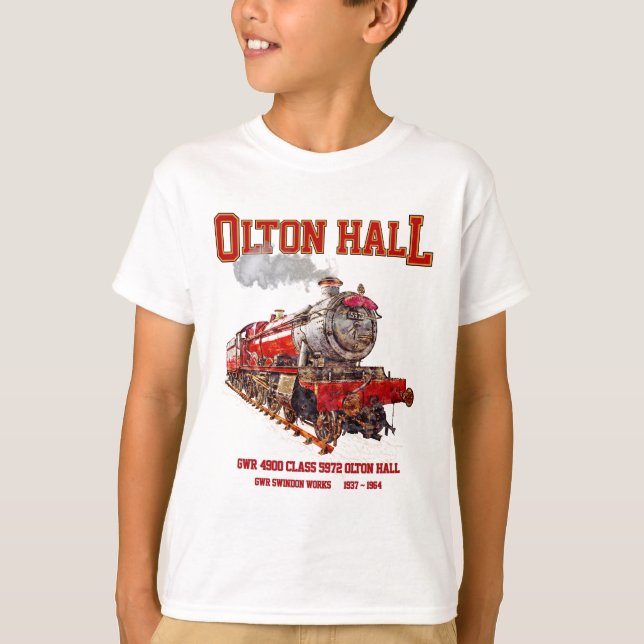 Camiseta Olton Hall Vintage Steam Train English Locomotive (Anverso)
