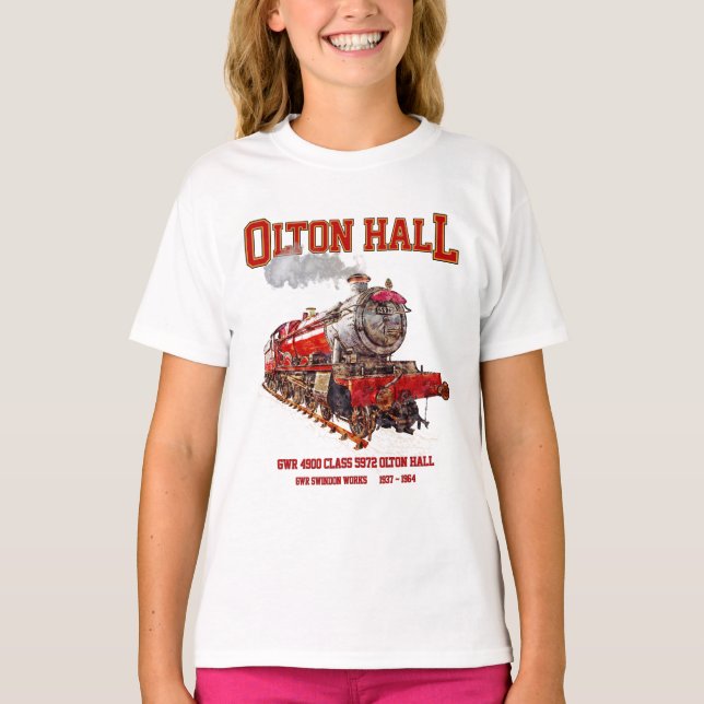 Camiseta Olton Hall Vintage Steam Train English Locomotive (Anverso)