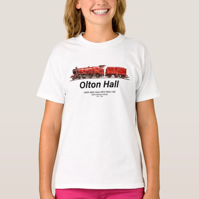 Camiseta Olton Hall Vintage Steam Train English Locomotive (Anverso)