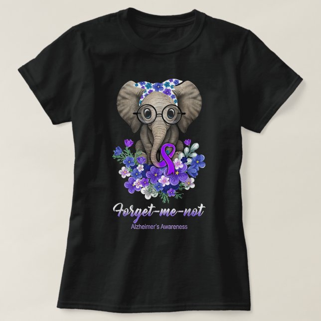 Camiseta Olvídame no la flor elefante de conciencia del Alz (Diseño del anverso)
